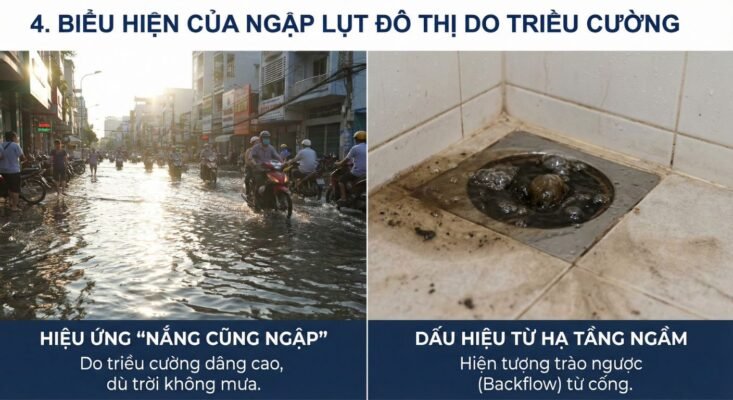 Biểu hiện của ngập lụt đô thị do triều cường