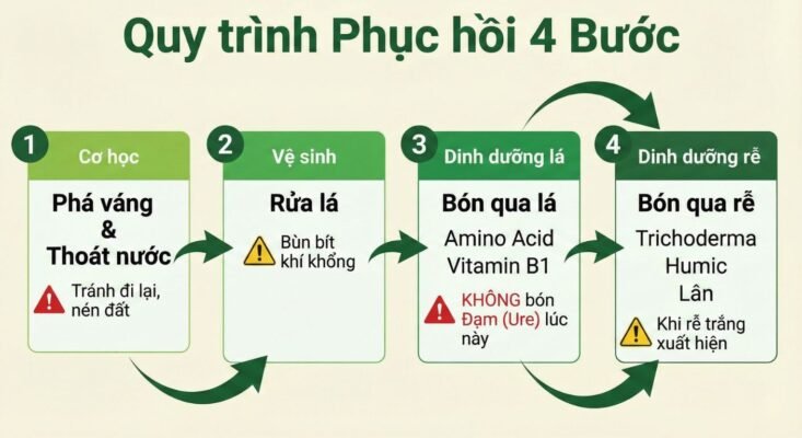 Quy trình 4 bước phục hồi cho cây trồng sau lũ lụt