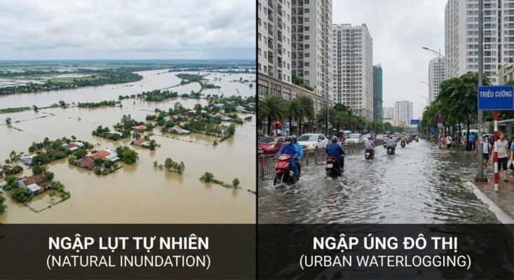 Sự khác biệt giữa lụt tự nhiên với lụt nhân tạo