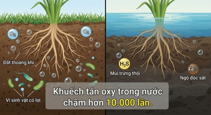 sự khác biệt giữa môi trường đất thông thoáng và đất bị ngập lụt
