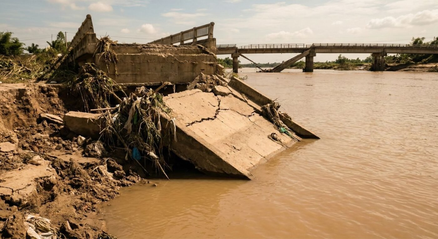 Sự tàn phá của lũ lụt lên kết cấu hạ tầng